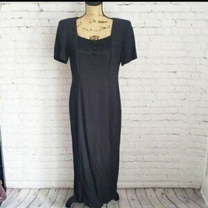 Vintage 90s Wednesday Black Sweetheart Neck Long Dress